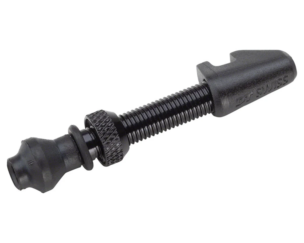 DT Swiss Aluminum Tubeless Presta Valve (Black) (Single) (40mm) (w/ Cylindrical Rim Nut)